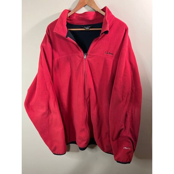 L.L.Bean Polartec Red Fleece‎ Full Zip Jacket Performance Outerwear Men's XXL - Picture 1 of 9